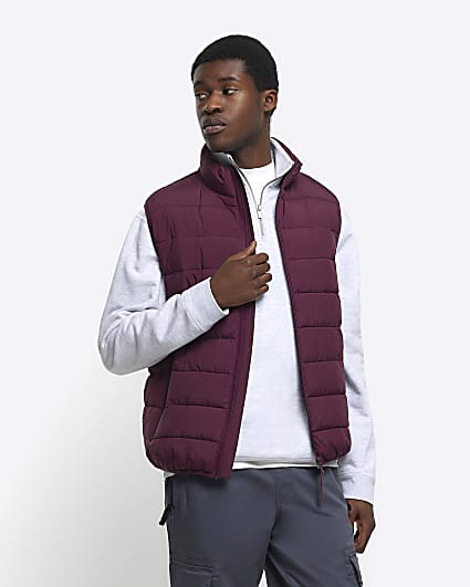 Red regular fit padded gilet