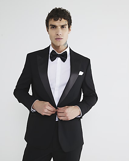 Black Stretch Slim Fit Tuxedo Jacket