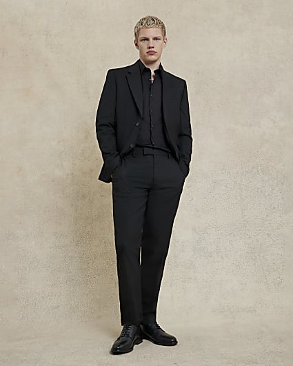 Black Stretch Slim Fit Suit Trousers