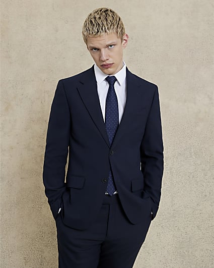 Navy Stretch Slim Fit Suit Jacket