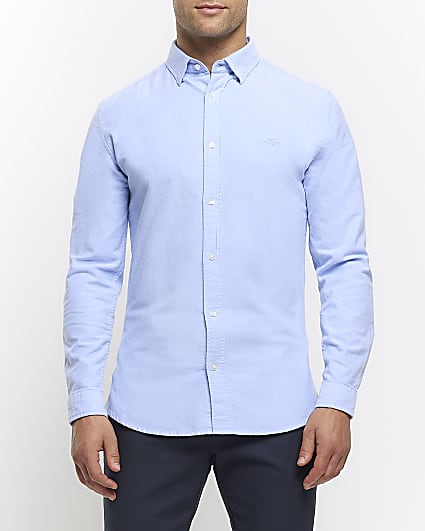 Blue Muscle Fit Oxford Smart Shirt