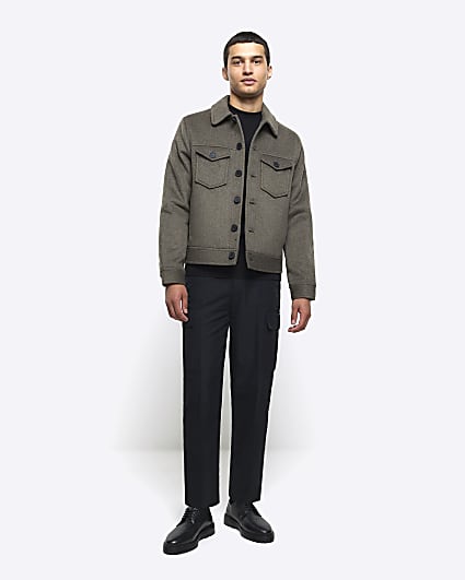 Black tapered fit cargo smart trousers