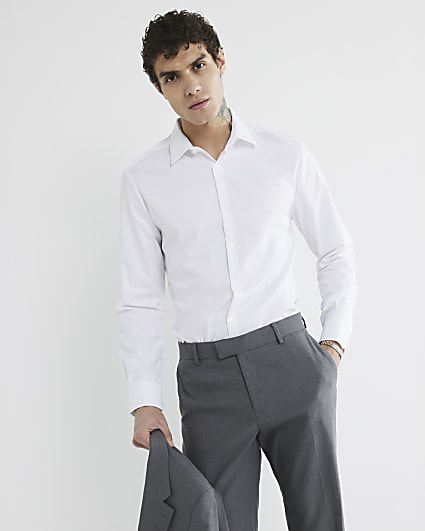 White Egyptian Cotton Twill Shirt