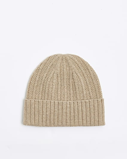 Beige wool blend beanie