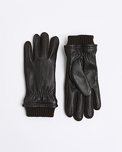 Brown leather gloves