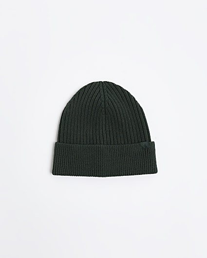 Dark green rib beanie