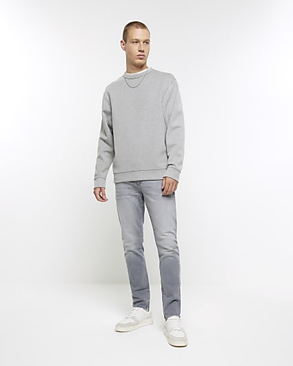 Grey skinny fit faded jeans