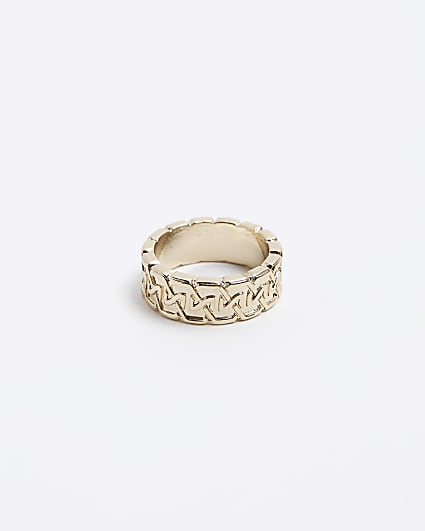 Gold colour textured ring