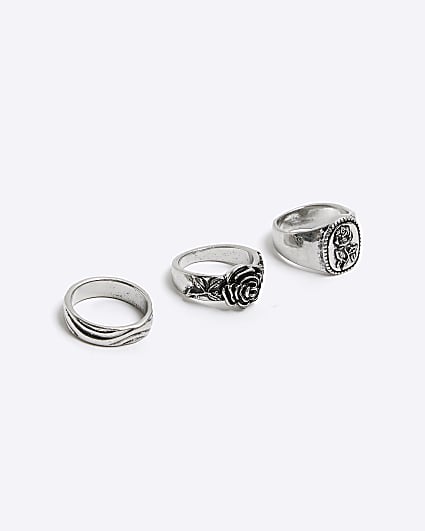 Silver colour rose ring multipack