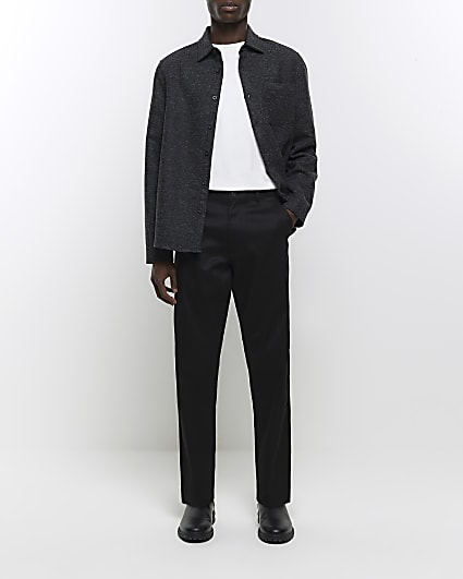 Black slim straight fit smart trousers