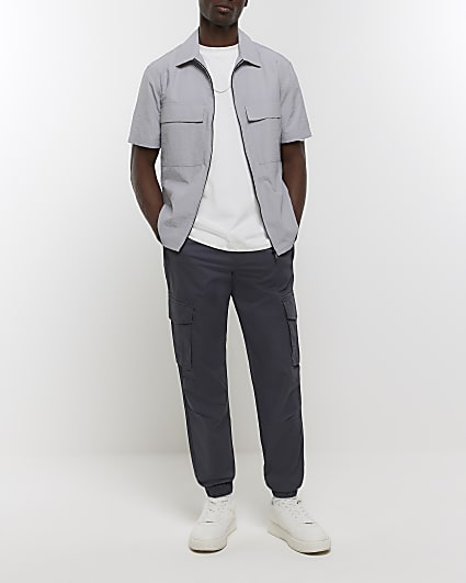 Dark grey regular fit cargo joggers