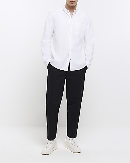 Black tapered fit casual chino