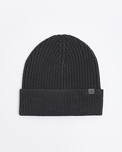 Dark grey rib beanie