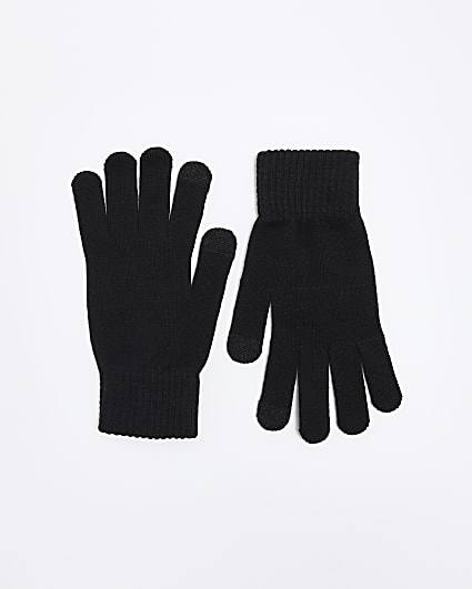 Black knitted gloves