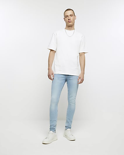 Blue super skinny fit spray on jeans