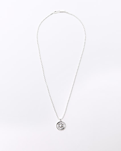 Silver compass necklace