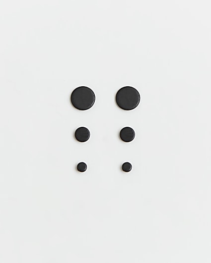 3 Pack black stud earrings