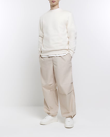 Stone regular fit parachute trousers