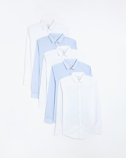 Blue slim fit multipack of 5 smart shirts