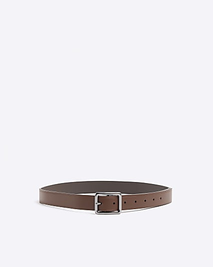 Brown square buckle belt