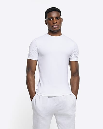 White muscle fit stretch t-shirt