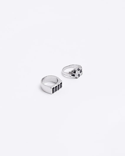 Black multipack of 2 signet rings