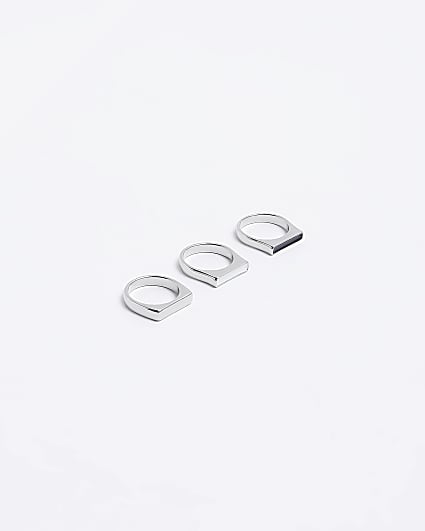 Silver colour multipack of 3 enamel rings