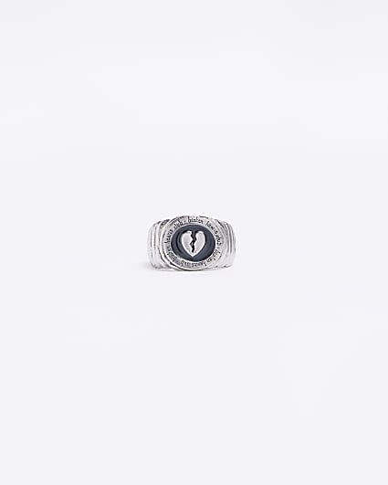 Black broken heart ring
