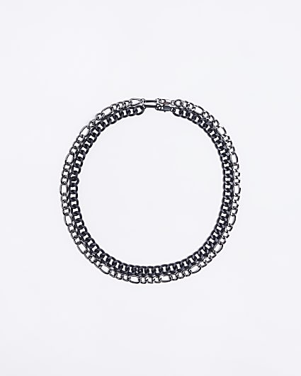 Silver colour multirow chunky necklace