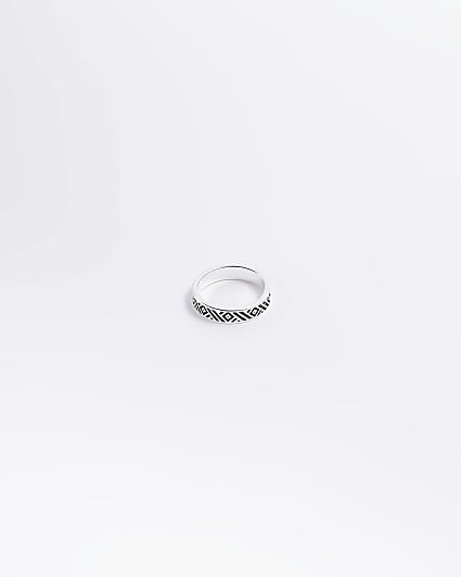 Silver plated engraved band ring