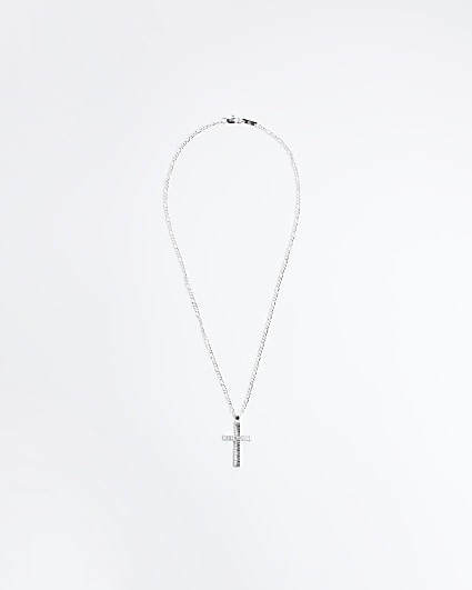 Silver colour cross pendant necklace