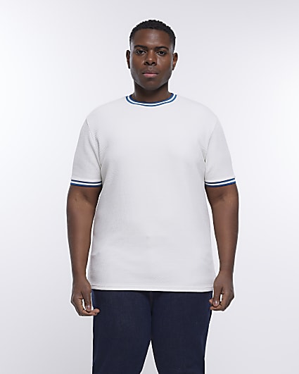 Big & Tall white slim fit taped t-shirt