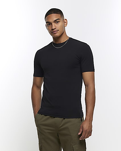 Black muscle fit stretch t-shirt