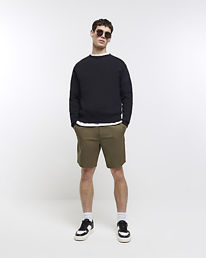 Green slim fit chino shorts