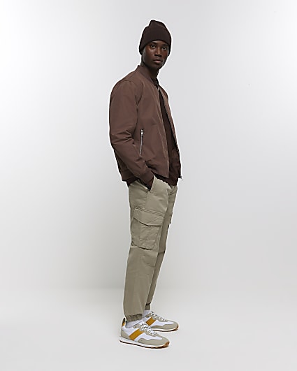 Beige regular fit cargo joggers