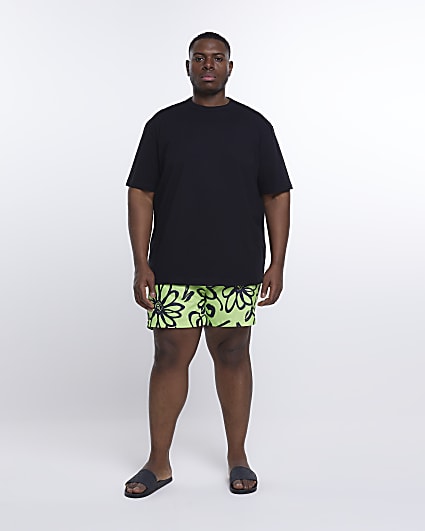 Big & Tall lime floral textured swim shorts