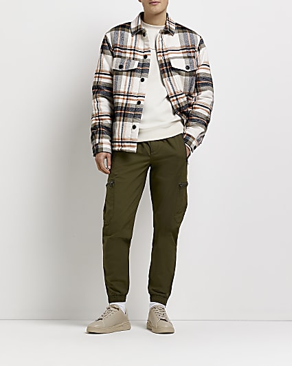 Dark green slim fit zip pocket cargo trousers