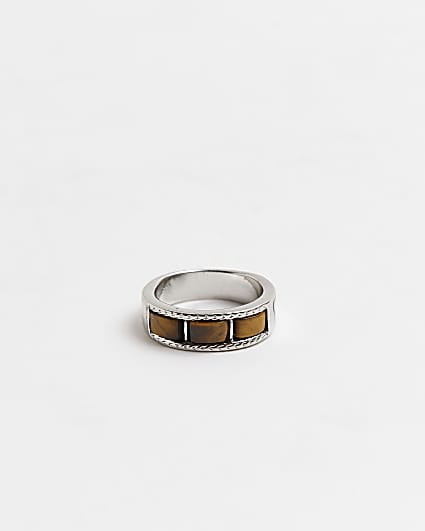 Brown stone detail ring