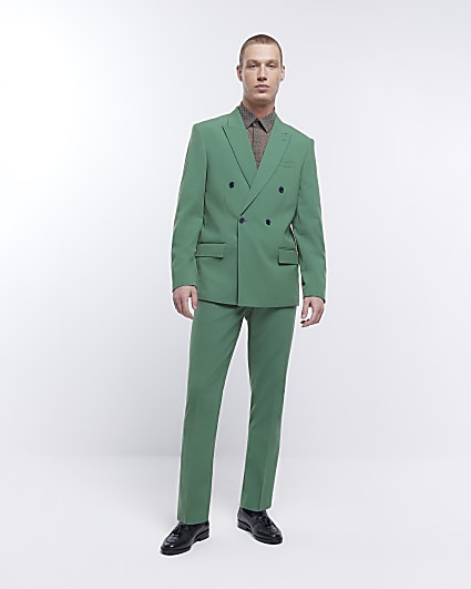 Green slim fit suit trousers