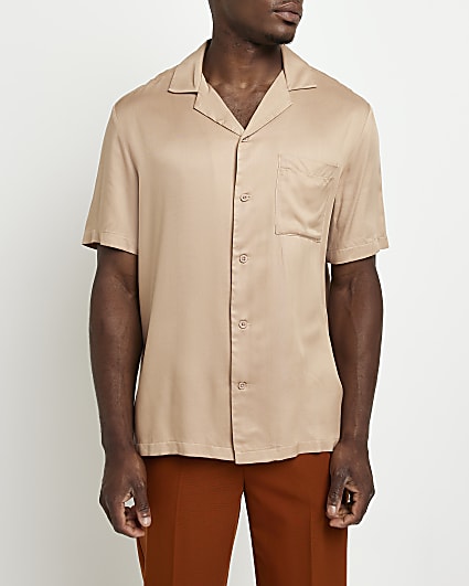 Stone regular fit revere short sleeve shirt