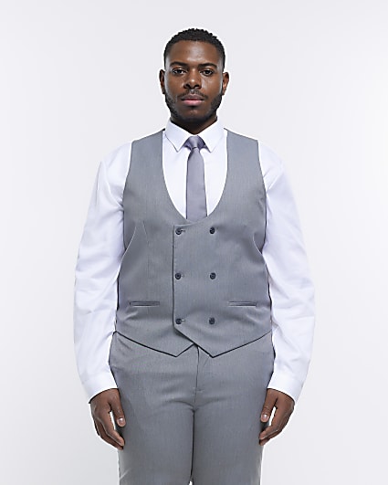 Big & Tall grey skinny fit waistcoat