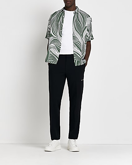 Black slim fit smart cargo trousers