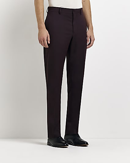 Red slim fit suit trousers