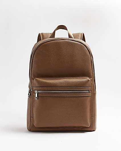 Brown Faux Leather zip fastening backpack