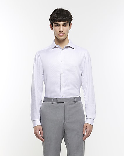 Light grey slim fit easy iron shirt