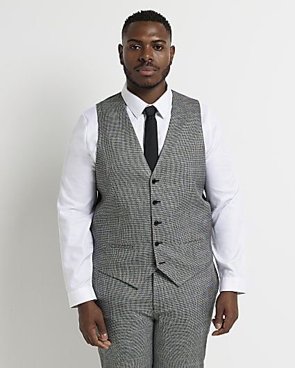 Big & Tall Grey Houndstooth waistcoat