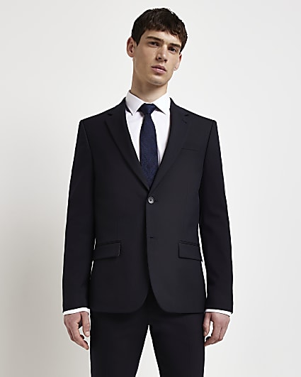 Navy Skinny Twill Suit Jacket