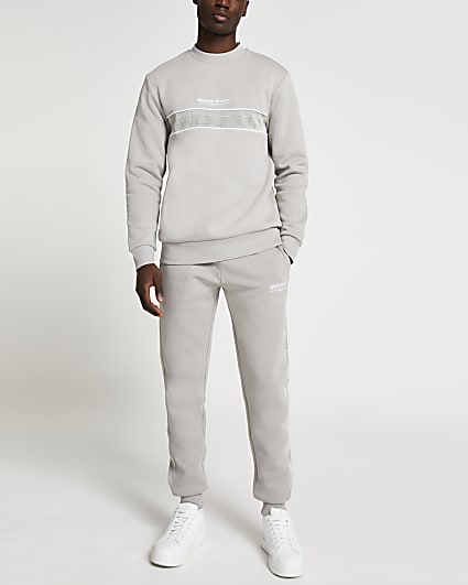 Maison Riviera grey check block sweatshirt