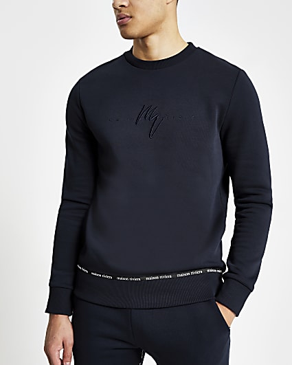 Maison Riviera navy taped sweatshirt