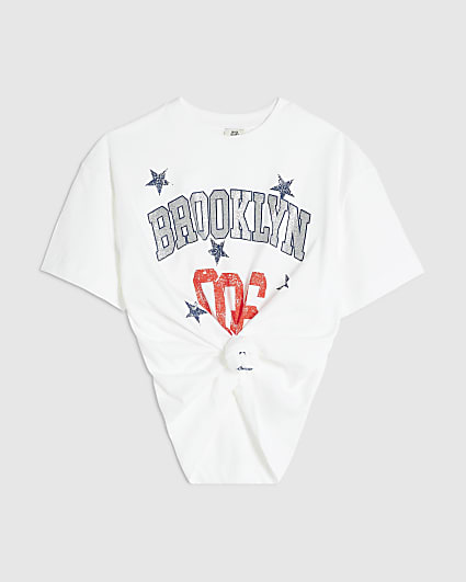 Girls White Brooklyn Knot Tee